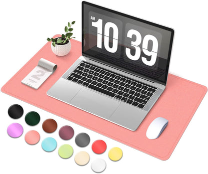 Desk Pad Protector, Leather & Suede Desk Mat, Non-Slip Desk Pad Mat, Large Mouse Pad, Waterproof Desk Blotter Mat, Desk Cover for Office, Home (Sweet Pink, 23.6" x 13.7")