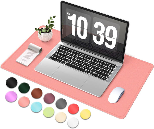 Desk Pad Protector, Leather & Suede Desk Mat, Non-Slip Desk Pad Mat, Large Mouse Pad, Waterproof Desk Blotter Mat, Desk Cover for Office, Home (Sweet Pink, 23.6" x 13.7")