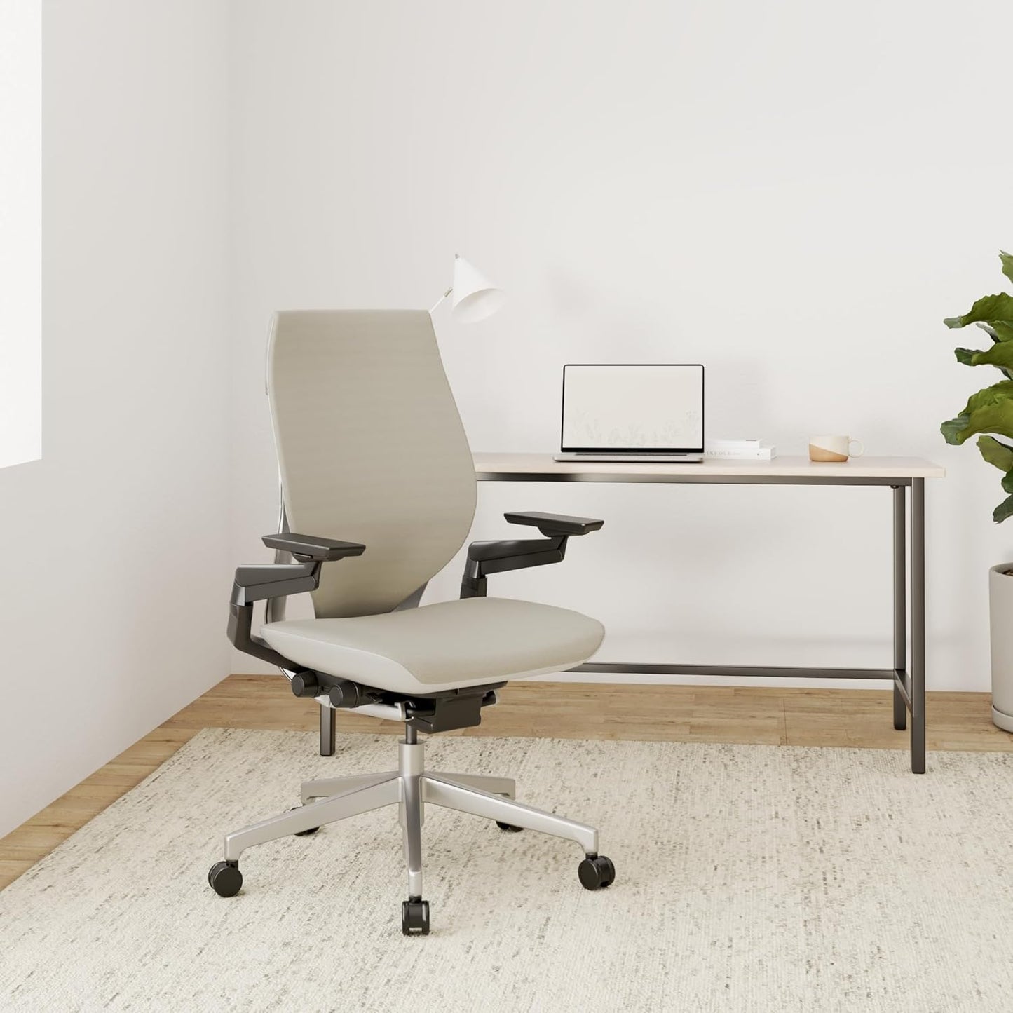 Steelcase Gesture Office Chair - Ergonomic Work Chair with Wheels for Carpet - Comfortable - Intuitive-to-Adjust for Desk - 360-Degree Arms - Coconut Yellow Fabric