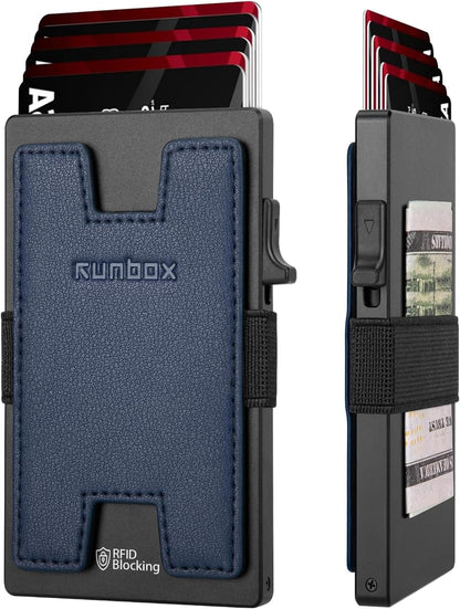 Slim Card Holder Wallet for Men, Minimalist RFID Blocking Wallet with Pop Up Function, Ultra-Thin Design, Metal Business Card Cases holds 12+ Cards, Gifts for Men, Men's Accessories