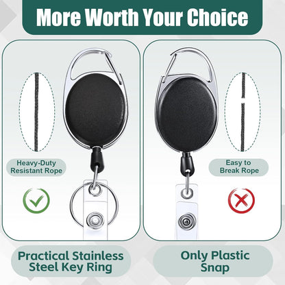 Honoson 20 Pcs Heavy Duty Retractable Badge Reels Batch ID Badge Holder Retractable Clip Bulk Key Holder with Ring for Office Worker Employee, Doctor Nurse Gifts (Black)