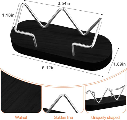 Amyhill 2 Pieces Wood Business Card Holder for Desk Wooden Business Card Display Stand Postcard Holder for Office Home Desktop (Black)