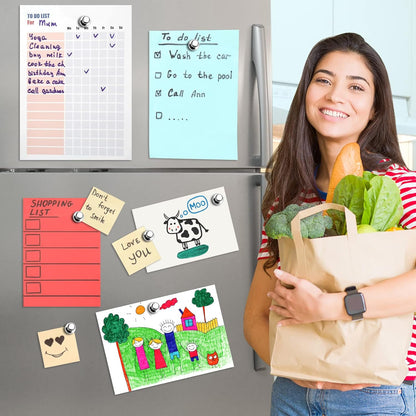 Pack of 24 Silver Magnetic Push Pins for Fridge, Whiteboard, Map, Office, DIY - Refrigerator Magnets for Locker