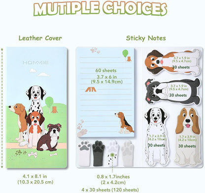 Hommie Dog Sticky Notes Set, Planner Sticky Note Dividers Tabs 300 Sheets, Cute Animals Shape Markers Flags Self-Stick Memo Pads for Dog Lovers Home Office School Supplies