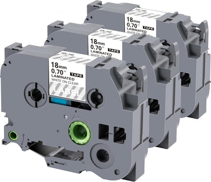 Weemay 3 Pack TZe 145 18mm White on Clear Laminated Label Tape Compatible with Brother Label Maker Tape TZe-145 TZe 145 TZ-145 TZ145 for PTD400AD PTD610BT PTD600 PTD410 Printer, 0.7" x 26.2'