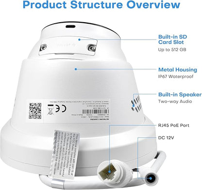 4K Outdoor Turret PoE Camera - 8MP Active Deterrent IP Camera w/Smart Color Night (98ft), 2-Way Audio, Human/Vehicle Detection, Full Metal IP67, 127° Wide Angle, 120dB WDR, Hik-Connect/SADP