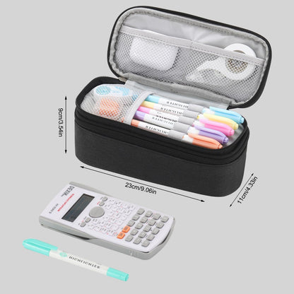 Pencil Case for Boys Kids Teens Adults Big Pencil Bag with Zipper Big Pen Pouch Large Stationery Pen Case Organizer for School Black