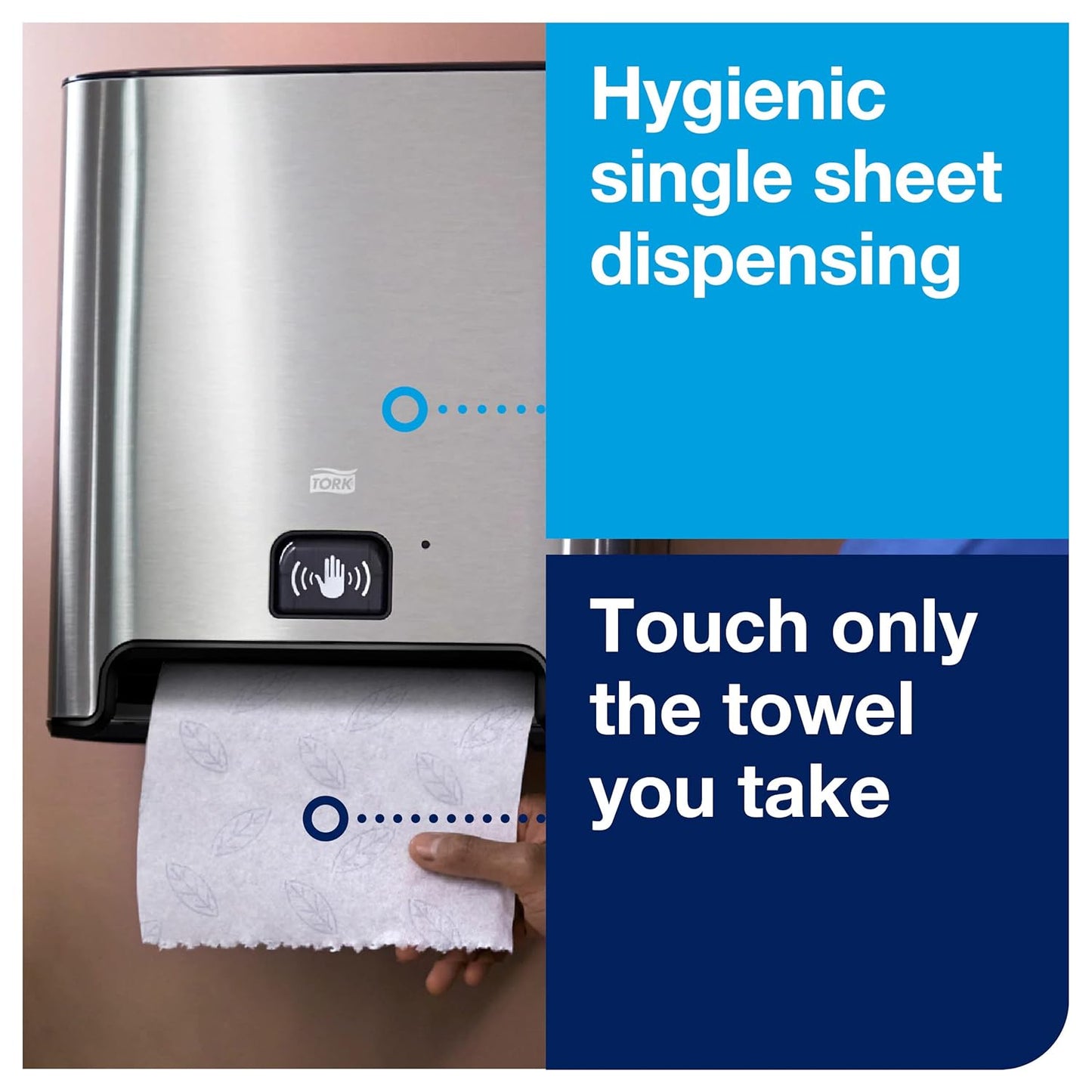 Tork Matic Hand Towel Roll Dispenser with Intuition Sensor, Stainless Steel, Image, H1, One-at-a-Time Dispensing - 461202