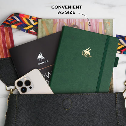 Clever Fox Dated Planner Premium 2025 – Weekly Agenda for Planning & Time Management –Notebook with Habit Tracker & To-do List (Forest Green)