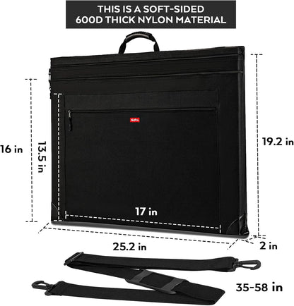 Nicpro Light Weight Art Portfolio Bag, 18x24 Black Art Canvas Portfolio Case with Detachable Shoulder Strap, Leather Corners, Carrying Storage Case for Artwork, Poster, Sketching, and Drawing