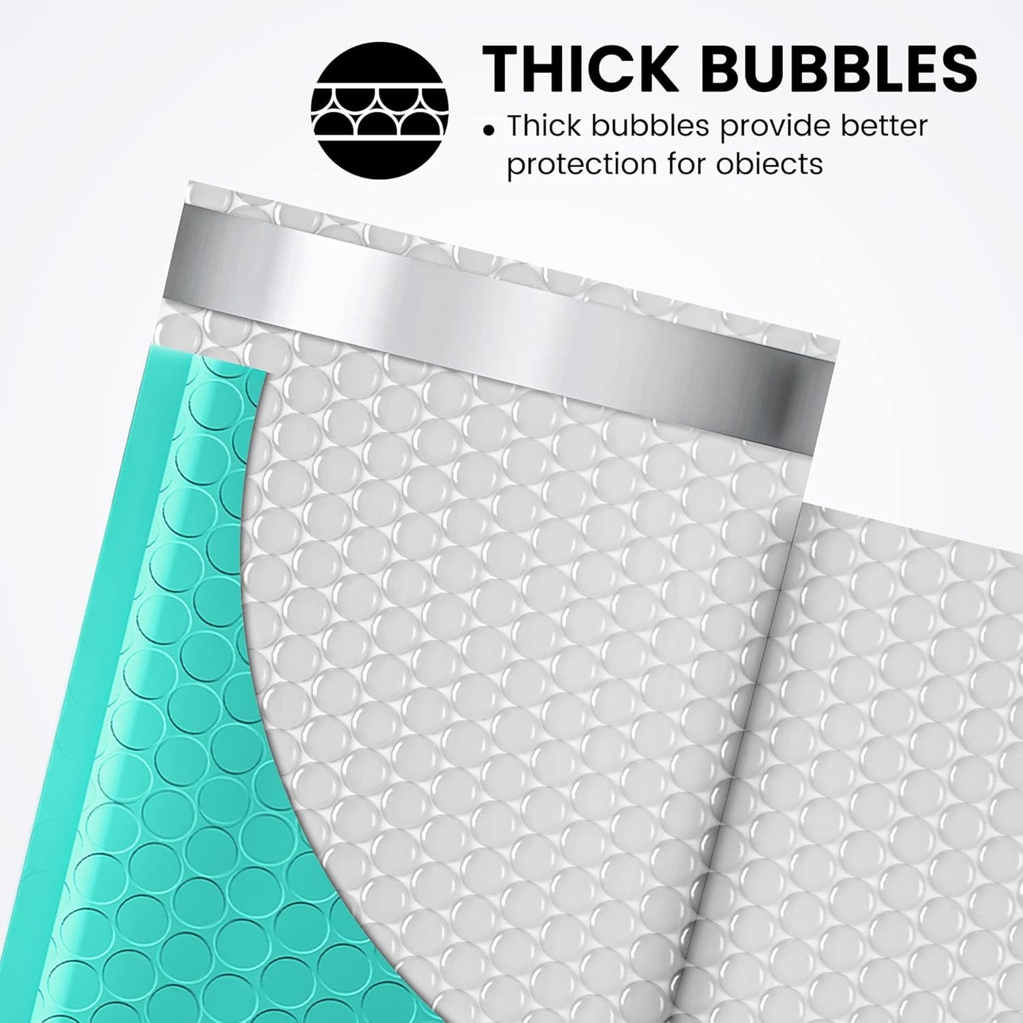 Fuxury Small Bubble Mailers 4x8" 100 Pack, Teal Bubble Mailer, Self Seal Padded Envelopes Gifts Mailing Envelopes Bubble Padded, Bubble Envelopes for Shipping, Small Business Usable Size 4x7"
