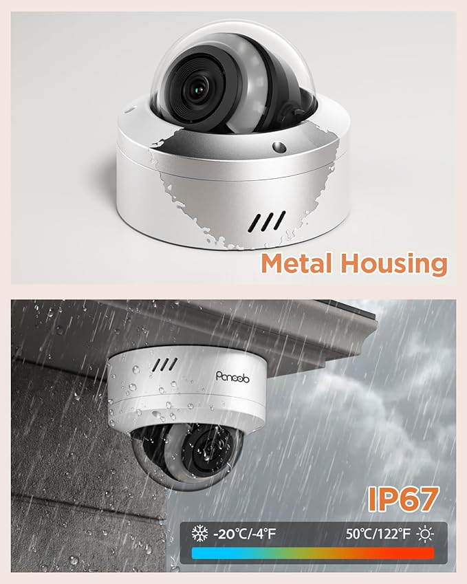 16 Channel Security Camera System, 12x 8MP IK10 Vandal Proof Dome Camera Outdoor, Human Vehicle Detection, Color Night Vision, 2 Way Audio 24-7 Recording, 4K 16CH NVR 4TB HDD, PD54Y1216-8M