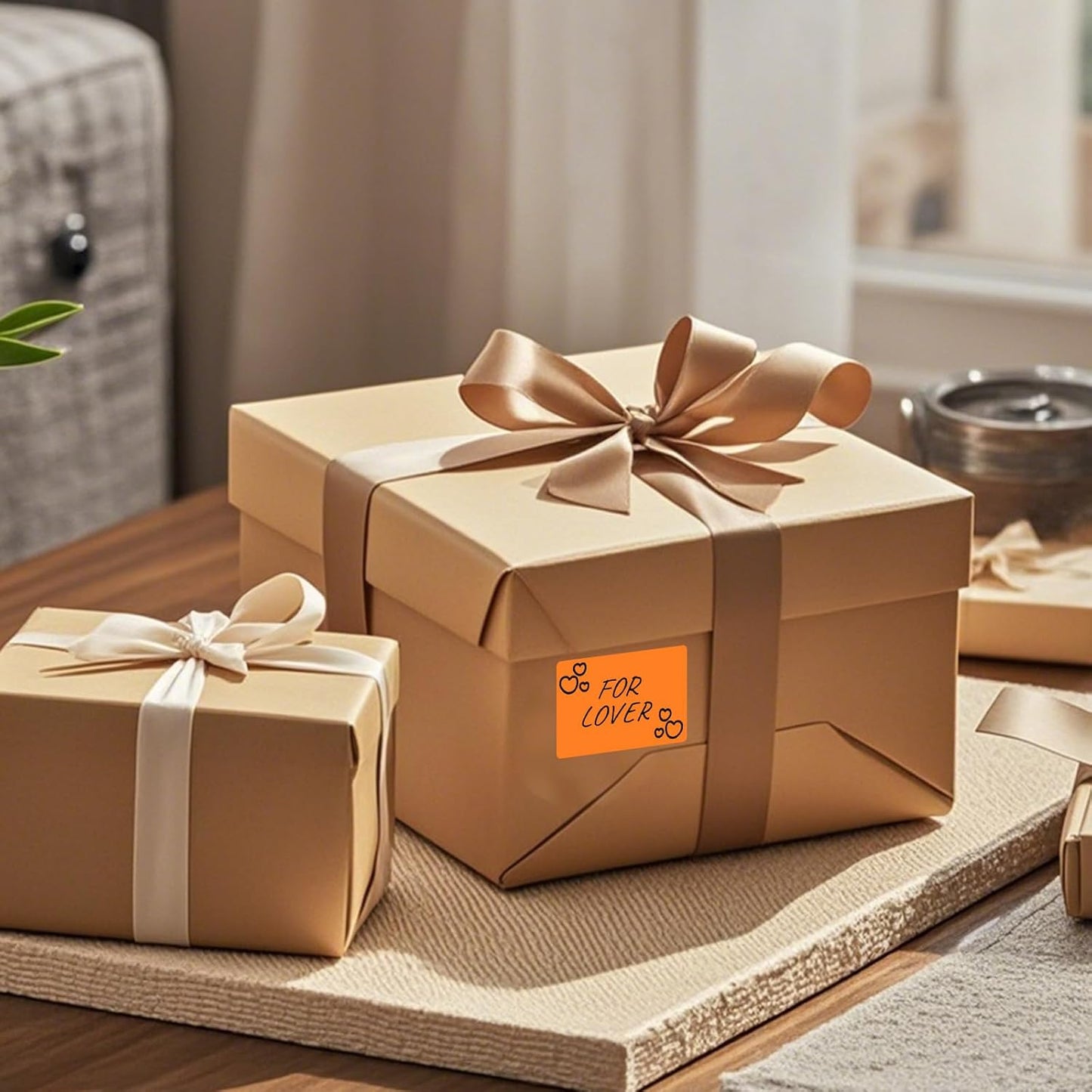 Rectangle Label Stickers 3×2 Inch Vinyl Removable Orange Sticker Waterproof Writable File Folder Moving Labels for Boxes Home Office Labeling 40 PCS