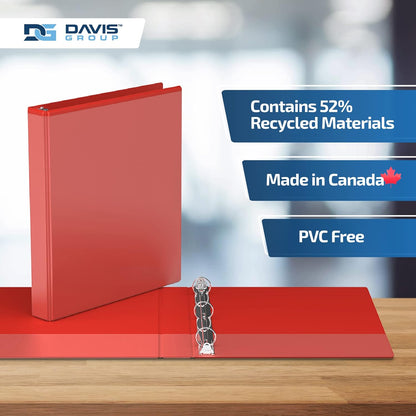 Easyview Premium 3-Ring Binders with Clear-View Covers and Round Rings, Binders for School or Office, 1 Inch, Pack of 6, Red