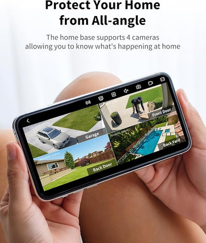 Camera for Home Security System with 360° Panoramic View, Spotlight Night Vision, Able to Connect Hub (not Included), No Subscription