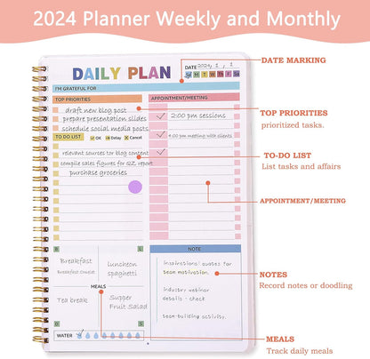 2025 Undated Weekly Planner,To Do List Notebook, Daily Notepad,Weekly Goals Planner, Habit Tracker Journal for Home and Work,8×10inch, Hippies
