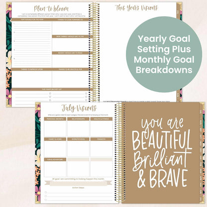 bloom daily planners 2025-2026 Hardcover Academic Year Goal & Vision Planner (July 2025 - July 2026) - Monthly & Weekly Calendar Agenda Organizer - 7.5" x 9" - Blooming Wildly