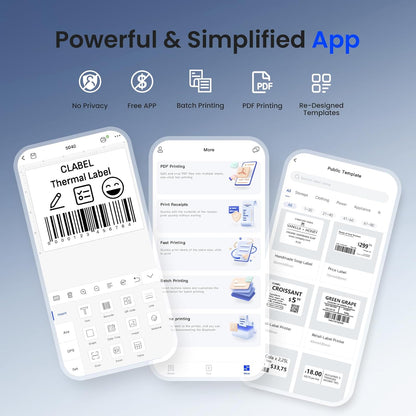 CLABEL Label Maker Machine with Tape: 221B Thermal Inkless Label Printer 2 Inch Mini Portable Bluetooth Handheld Sticker Barcode Labeler Compatible with Phone & PC for Small Business Retail Office