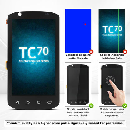 for Zebra TC77 TC70 TC75 TC70X TC75X TC72 LCD Screen Replacement - LCD Touch Display Digitizer Assembly Compatible with Handheld Android Barcode Scanners