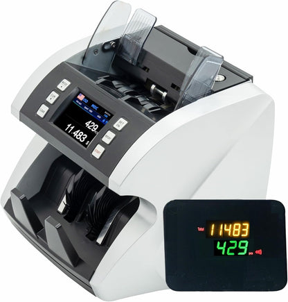 MA-600S Mixed Denomination USD Bill Counter Upgradable Money Counting Machine with CIS Sensor and Bank-Grade Detection & Large External Display Plus Optional Receipt Printing Function
