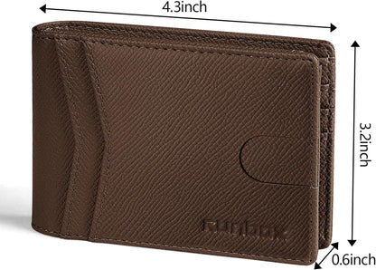 RUNBOX Wallet for Men Slim Rfid Leather 2 ID Window With Gift Box