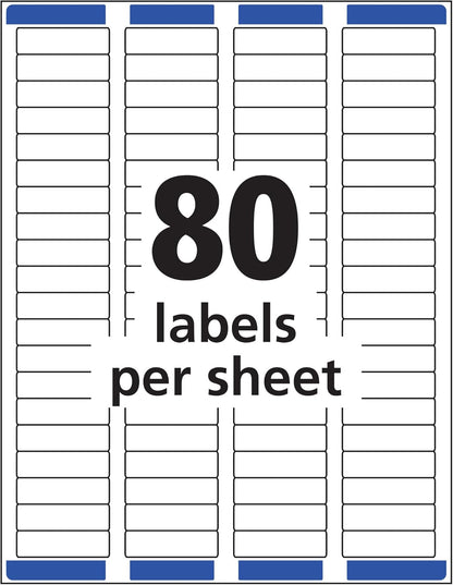 Avery Printable Return Address Labels with Sure Feed, 0.5" x 1.75", White, 2,000 Blank Mailing Labels (08167)