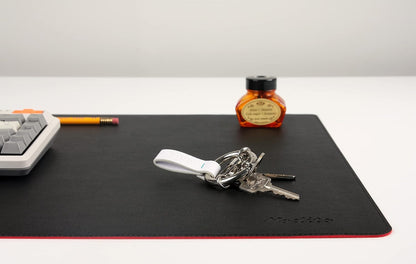 Dual-Sided Leather Desk Pad,Blotter for Laptop Computer,Mouse Pad,Writing,Drawing,Arts and Craft Mat (17"x35", Black/Red)