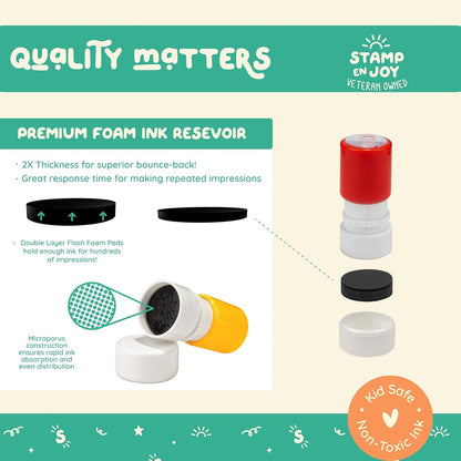 6 Self-Ink Flash Stamp Set, Multicolor Teacher Stamps for Classroom, Stamps for Teachers, Pre-Inked, Refillable Stamps (Celebration Set)