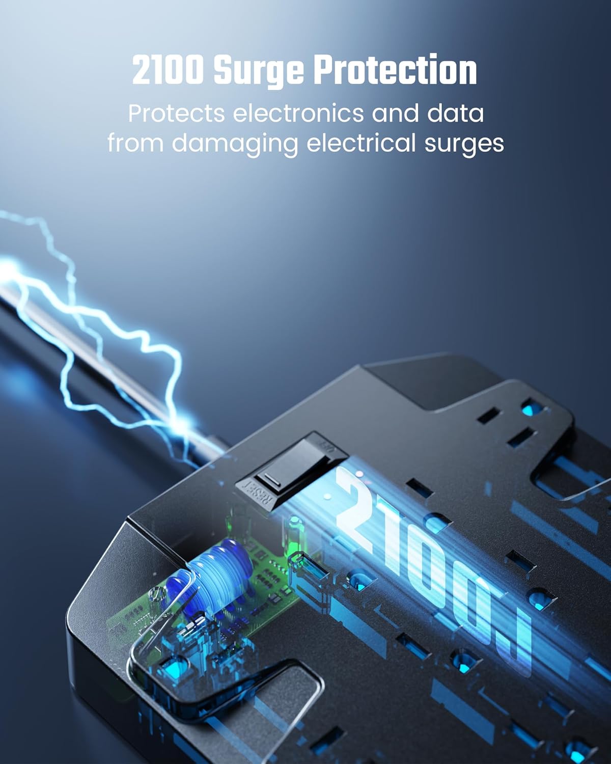 Power Strip, SUPERDANNY Surge Protector with 22 AC Outlets, 2 USB-C and 4 USB Ports, 1875W/15A, 2100J, 6.5Ft Extension Cord Surge Protector Power Strip with Wall Mount Holes for Home, Office, Dorm