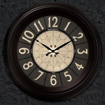 Presentime & Co. 18" Luminous Large Wall Clock, Oil Rubbed Bronze Finish, Night Light, Lighted Clock with Smart Sensor to Turn on/Off Lights. Wall Décor for Living Room, Dining Room, Kitchen.
