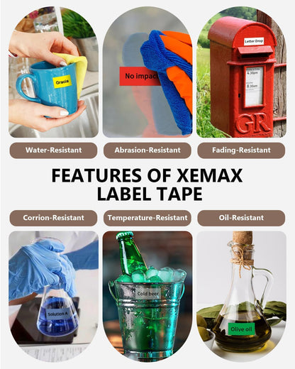 6-Pack Tze 18mm 0.7" Laminated Colored Label Tape Compatible for Brother P Touch Label Tape 3/4 Inch Tze 241 Label Maker Tape for PTD400 PTD610BT PTD410, White/Clear/Red/Blue/Yellow/Green