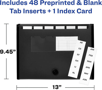 Avery Expanding File Folder Organizer, 7-Pocket Accordion File Organizer, Black, Holds 425 Letter/A4-Size Sheets (73550)