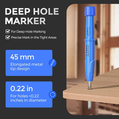 Nicpro 5 Pack CP3000 Carpenter Pencil with Sharpener, Mechanical Pencils Set with 59 Refills, Heavy Duty Construction Pencil, Carpenter Tools for Architect Marking (Red, Black, Orange, Green, Blue)