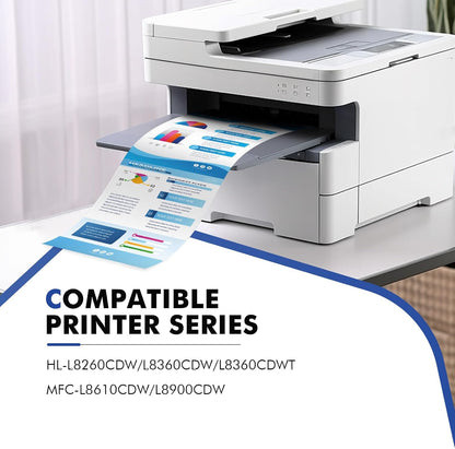 TN-431 TN431 4-Color Toner Cartridge Set 4 Pack Compatible for Brother TN431 TN 431 TN-431 TN431BK for Brother MFC-L8900CDW HLL8360CDW HLL8260CDW MFCL8610CDW HLL8360CDWT Printer Ink (BCYM)