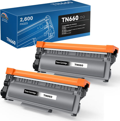 TN660 Toner Cartridge Replacement for Brother TN 660 TN-660 TN630 TN-630 Compatible with HL-L2300D HL-L2305W HL-L2320D HL-L2340DW HL-L2360DW HL-L2380DW DCP-L2540DW Printer(2 Pack, Black)