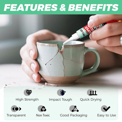 Super Glue Gel, All-Purpose Superglue, Cyanoacrylate Instant Adhesive for Plastic, Wood, Metal, Repair - Twelve 3 Gram Tubes, Clear