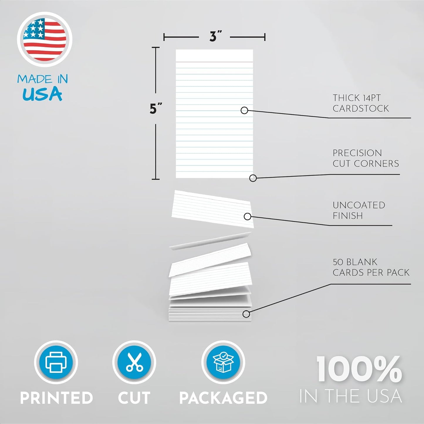 Home Advantage Vertically Ruled White Mini Index Cards, Note Cards (3x5)