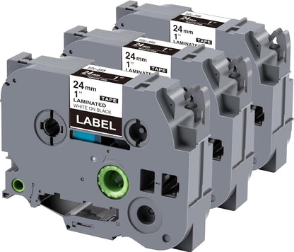 Weemay 3 Pack TZe355 24mm White on Black Laminated Label Tape Compatible with Brother Label Maker Tape TZe-355 TZe 355 TZ-355 TZ355 for PTouch PT-E500 PT-D600 PT-P750W PT-P900W Printer, 1 In x 26.2 ft