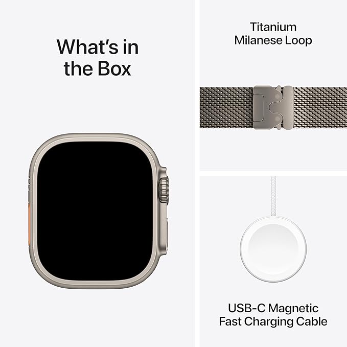Apple Watch Ultra 3 [GPS + Cellular 49mm] Running & Multisport Smartwatch w/Rugged Titanium Case w/Natural Titanium Milanese Loop - S. Satellite Communications, Advanced Health & Fitness Tracking