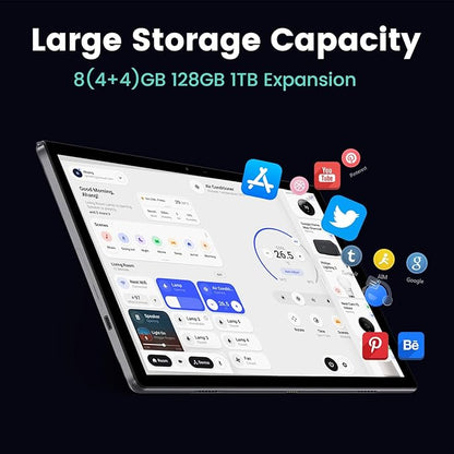 Azeyou Tablet 10.1 inch, Android 14 Tablet, 8GB 128G Computer Tablets, Octa Core Processor 6000mAh Battery, 1280x800 IPS Touch Screen, 5+8MP Dual Camera, Bluetooth,GMS, WiFi (Metal Gray)
