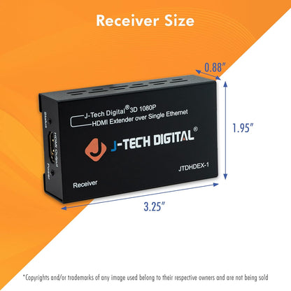 J-Tech Digital HDMI Extender 1080P 60Hz Over Single CAT 5e/6 Up to 200ft. | Deep Color, EDID Copy, Zero Signal Loss | Pack of 12 [JTDHDEX-1]