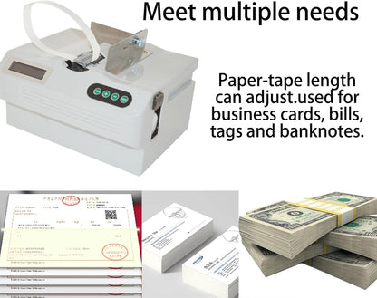 INTBUYING Cash Bundling Machine Fully Automatic Small Banknote Baling Machine Binding Speed 2 Secs Per Time Binding Machine for tie Bills Cards banknotes