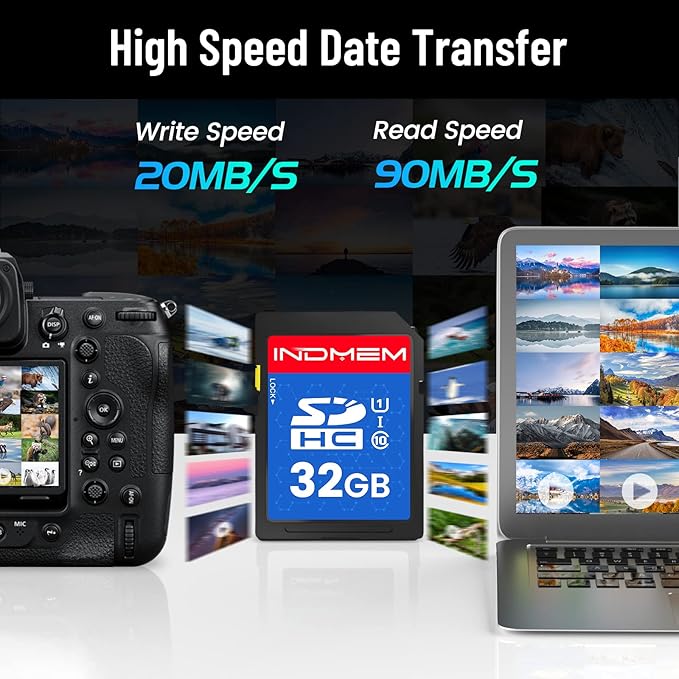 32GB SD Card (5 Pack) SDHC Flash Memory Cards UHS-I U1 Class 10 High-Speed Full HD Video Compatible with Digital Point-and-Shoot Cameras, HD Camcorders, DSLR and PC, 32GB(5pc)