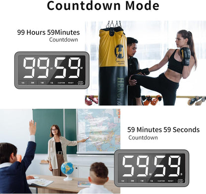 VOCOO Digital Kitchen Timer with 7.8” Extra Large Display, Magnetic LED with 3 Brightness, 4 Alarms and 3 Volume Levels, Battery Powered Countdown Count Up Timer for Cooking, Classroom, Home Gym