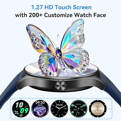 Fitpolo Smart Watches for Men/Women, 1.27" Round Smartwatch Fitness Tracker with Bluetooth Calls (Make/Answer), Heart Rate/SpO2/Sleep Monitor, 12 Days Battery, IP68 Waterproof - Blue