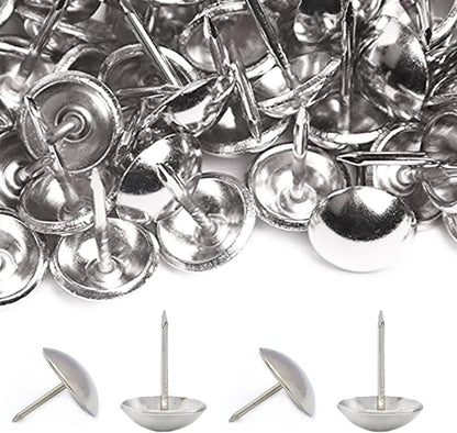 500Pcs Upholstery Tacks, BetterJonny Decorative Furniture Nails Pins Sliver Metal Thumb Tacks for Upholstered Furniture Cork Board, Home Decor(17X11MM)