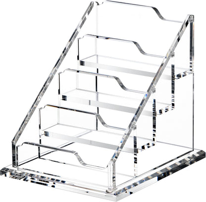 Acrylic Card Holder Clear Horizontal Business Card Organizer Stand for Desk 4 Slots 4 Tier Business Cards Stand for Women and Men,Office Desk Accessories,Organize 200 Cards-1 Pack(4Slots-H)