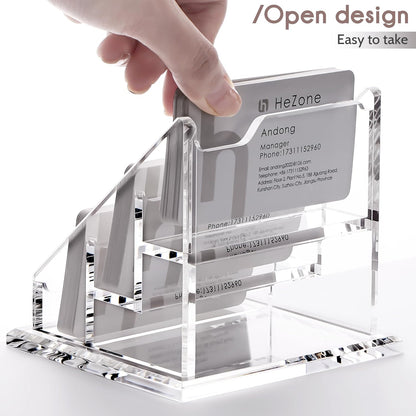 Acrylic Card Holder Clear Horizontal Business Card Organizer Stand for Desk 3 Slots 3 Tier Business Cards Stand for Women and Men,Office Desk Accessories,Organize 150 Cards-1 Pack(3 Slots-H)