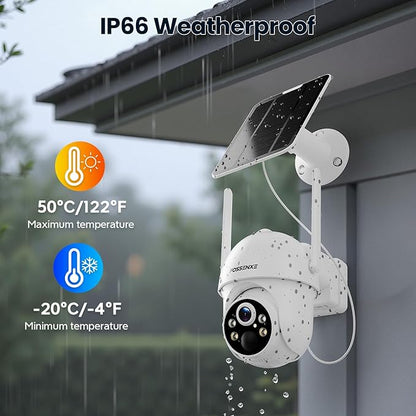 2K Cameras for Home Security-Solar Security Cameras Wireless Outdoor with 360° View Pan/Tilt WiFi Security Camera Outside with Color Night Vision, PIR Sensor, Easy to Install, 2-Way Audio