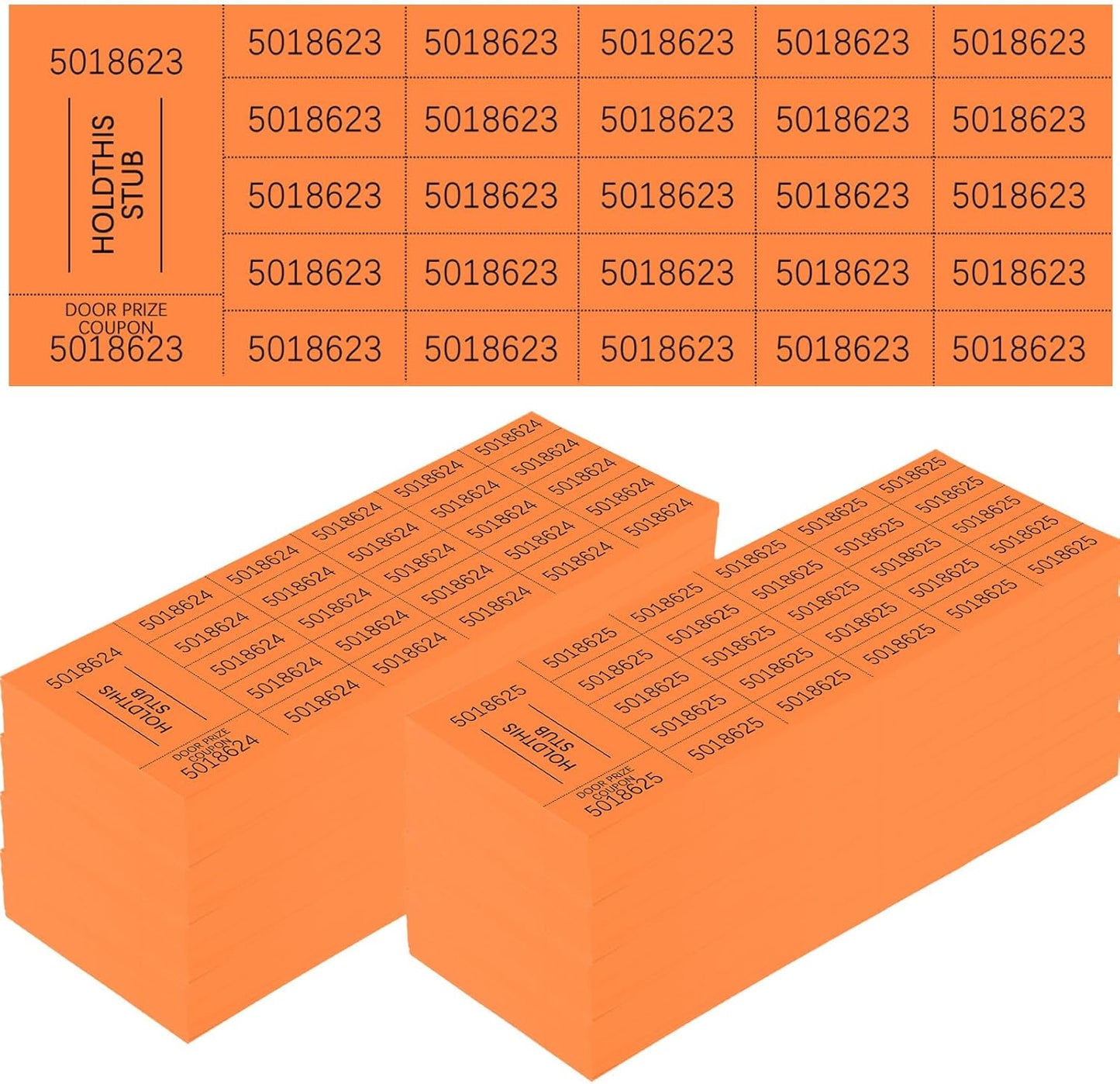 Kosiz 1000 Sheets 25 Bid Raffle Ticket Numbers - Chinese Auction Ticket Sheets for Silent Auctions, Events & Church (Orange)